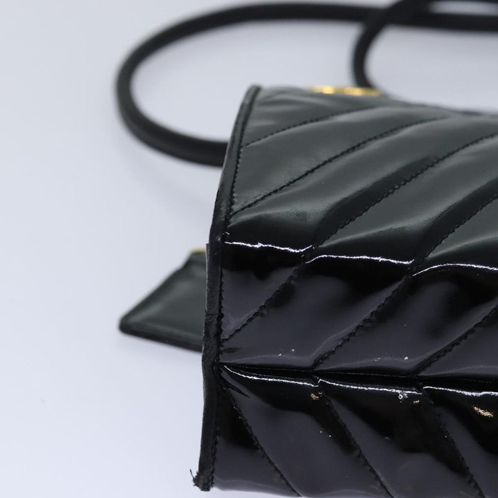 Chanel V stitch COCO Mark Shoulder Bag Enamel Black CC Auth bs16640