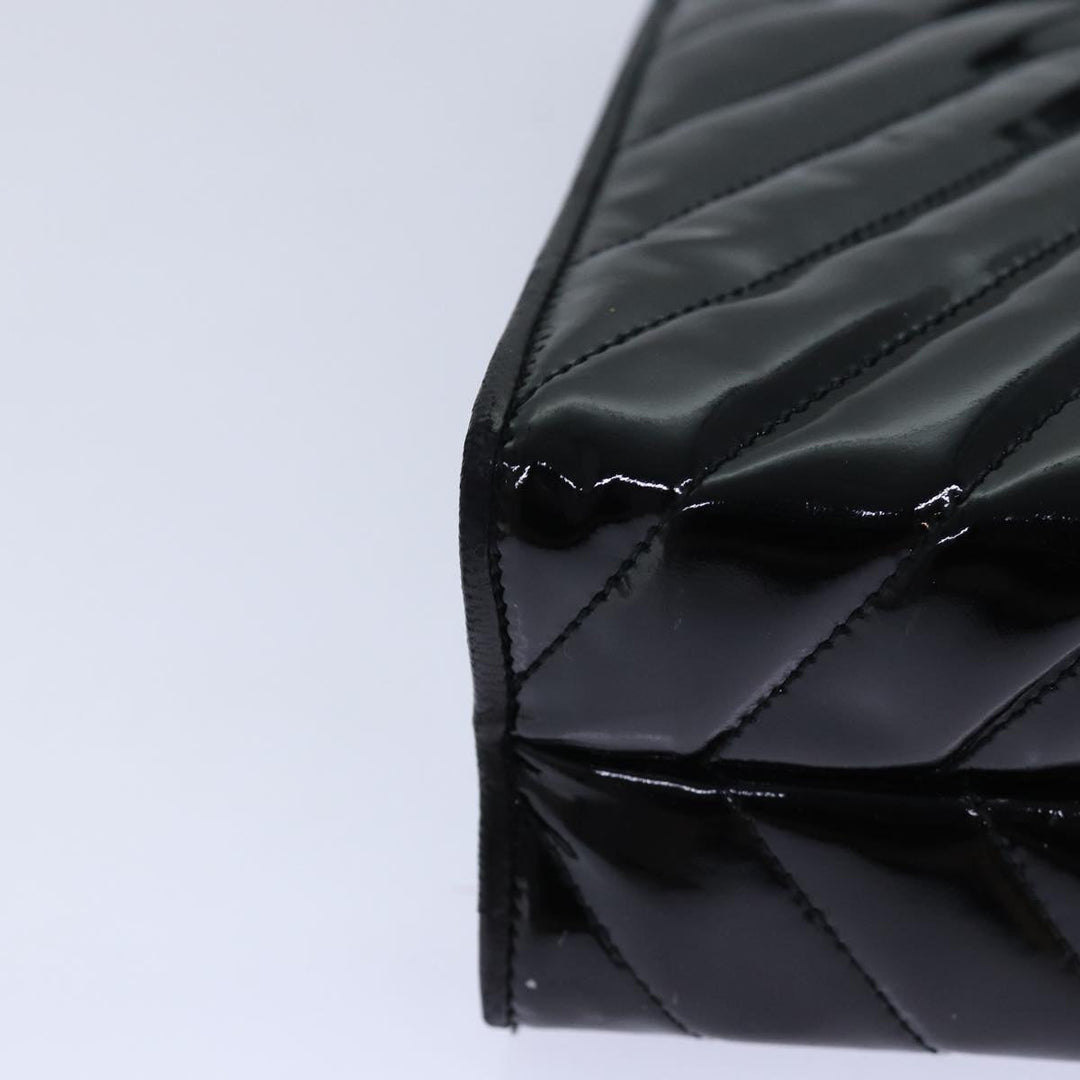 Chanel V stitch COCO Mark Shoulder Bag Enamel Black CC Auth bs16640