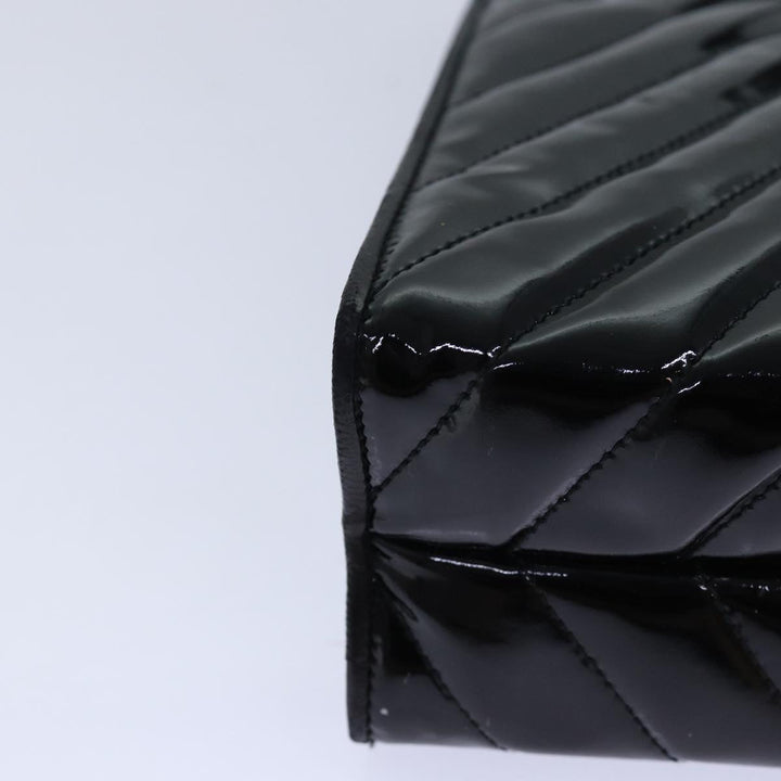 Chanel V stitch COCO Mark Shoulder Bag Enamel Black CC Auth bs16640