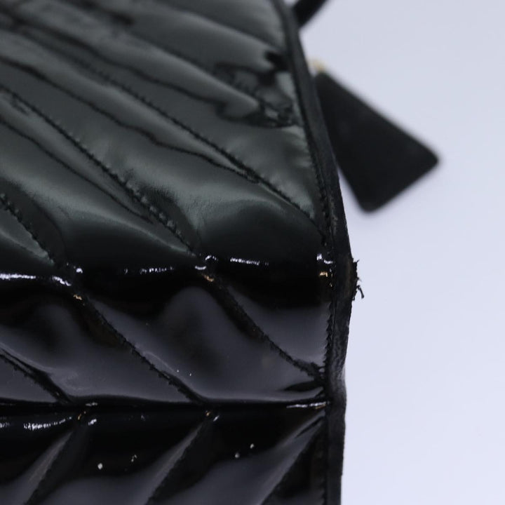 Chanel V stitch COCO Mark Shoulder Bag Enamel Black CC Auth bs16640
