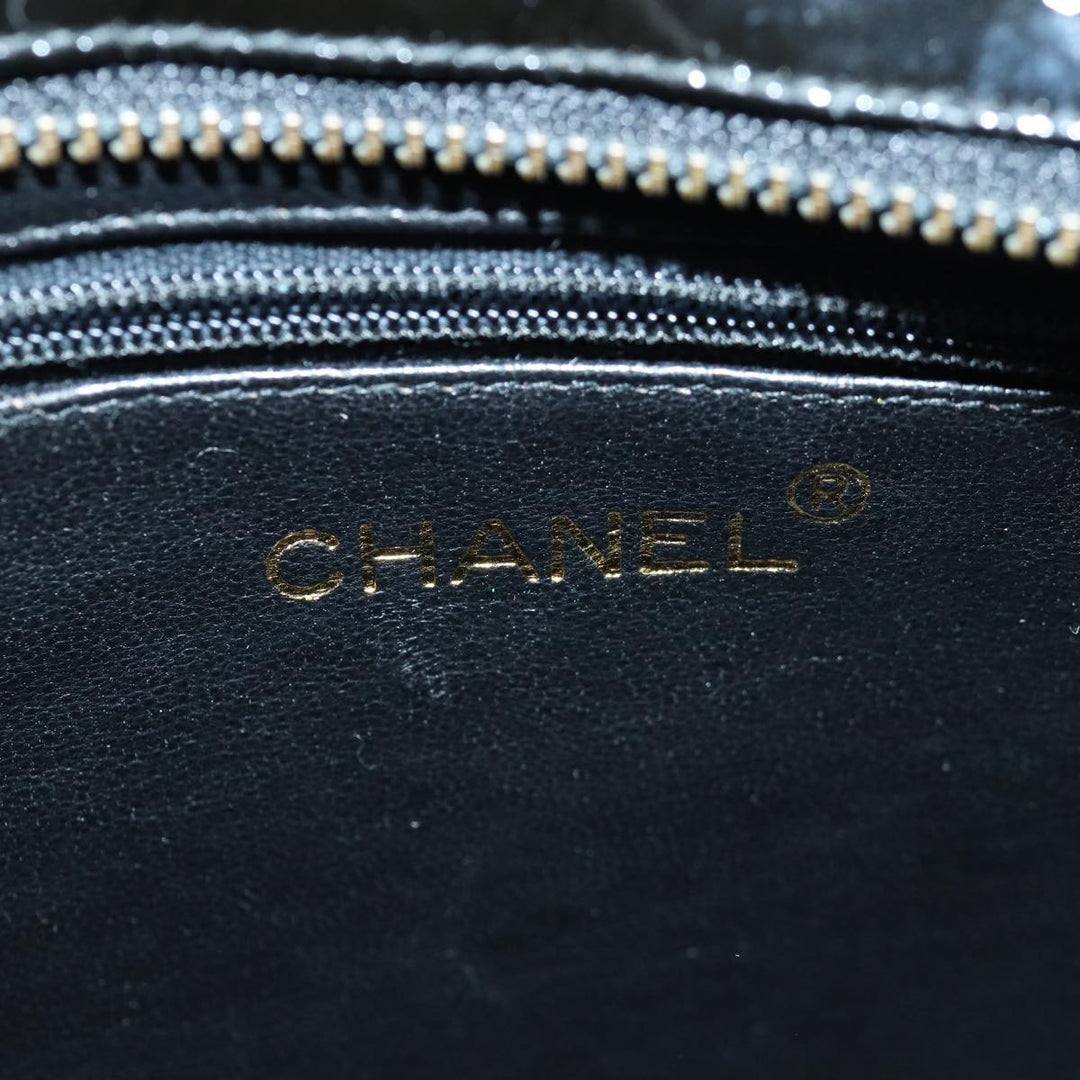 Chanel V stitch COCO Mark Shoulder Bag Enamel Black CC Auth bs16640