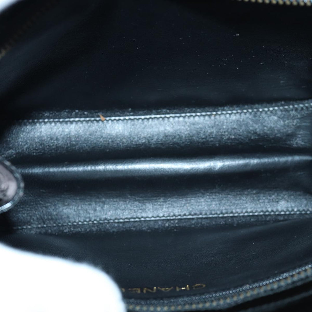 Chanel V stitch COCO Mark Shoulder Bag Enamel Black CC Auth bs16640