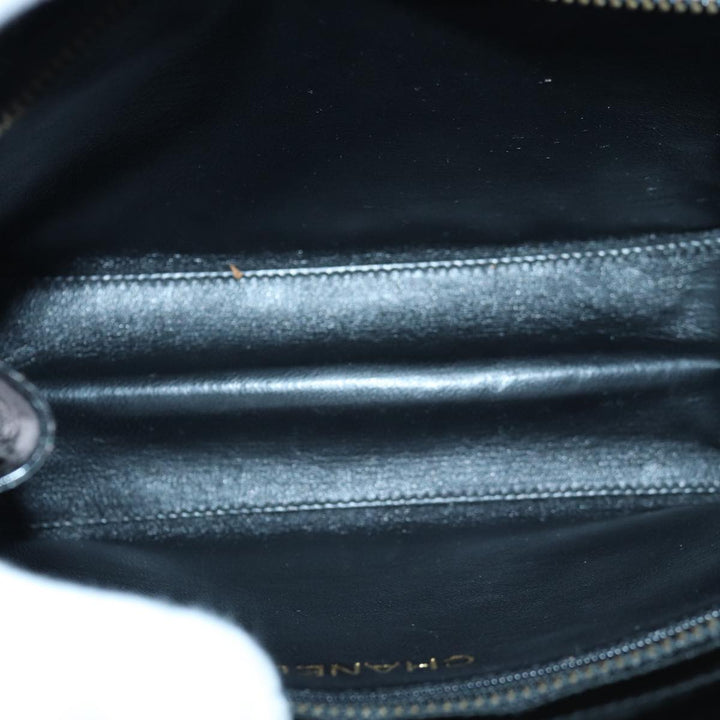 Chanel V stitch COCO Mark Shoulder Bag Enamel Black CC Auth bs16640