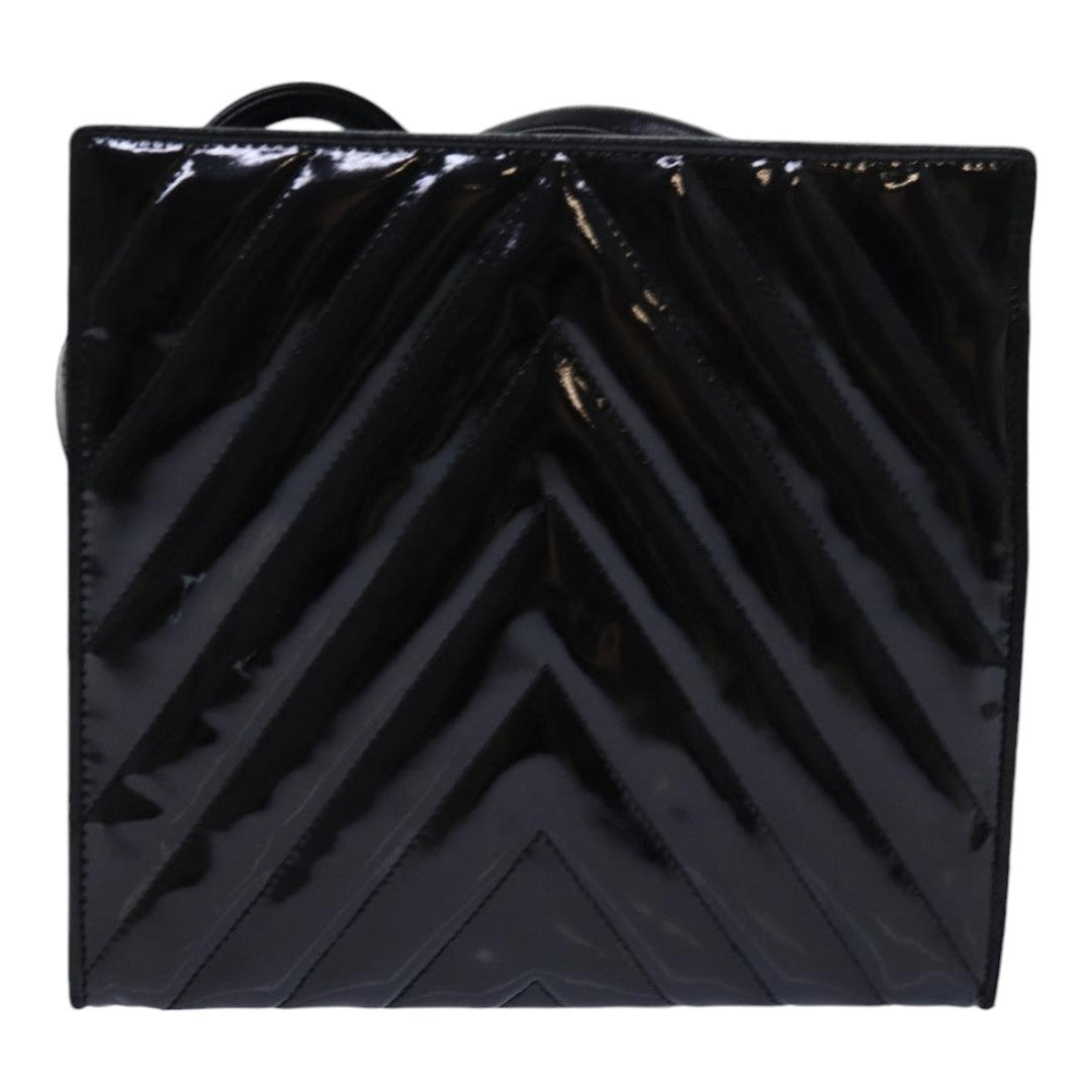 Chanel V stitch COCO Mark Shoulder Bag Enamel Black CC Auth bs16640
