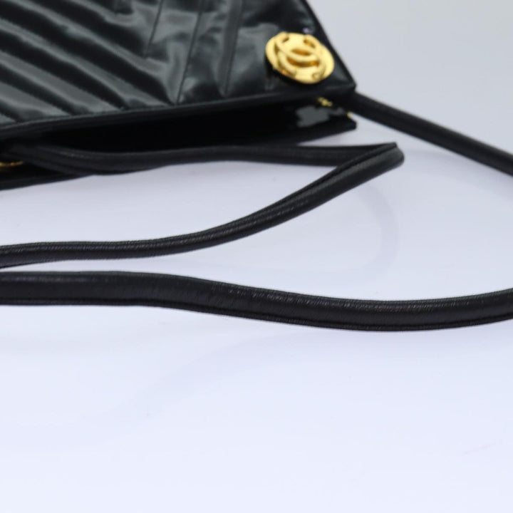 Chanel V stitch COCO Mark Shoulder Bag Enamel Black CC Auth bs16640