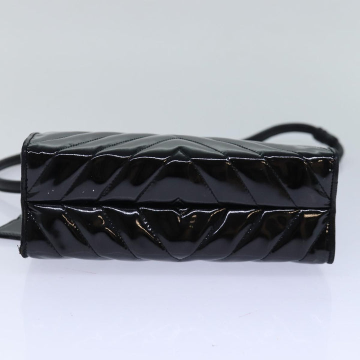 Chanel V stitch COCO Mark Shoulder Bag Enamel Black CC Auth bs16640