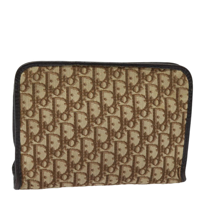 CHRISTIAN Top quality Dior Trotter Canvas Clutch Bag Brown Auth bs16656