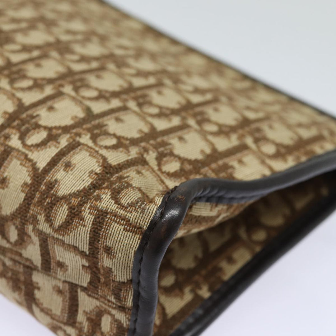 CHRISTIAN Top quality Dior Trotter Canvas Clutch Bag Brown Auth bs16656