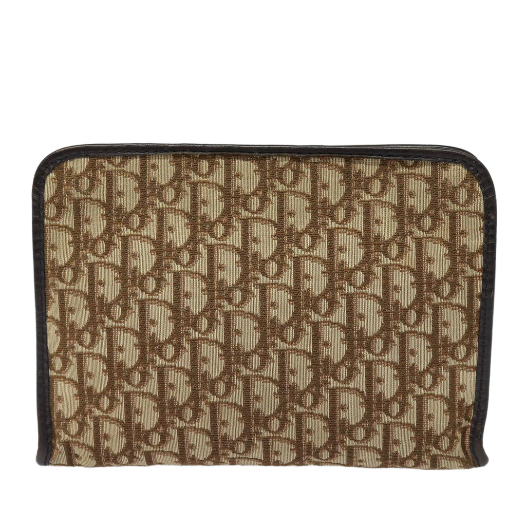 CHRISTIAN Top quality Dior Trotter Canvas Clutch Bag Brown Auth bs16656