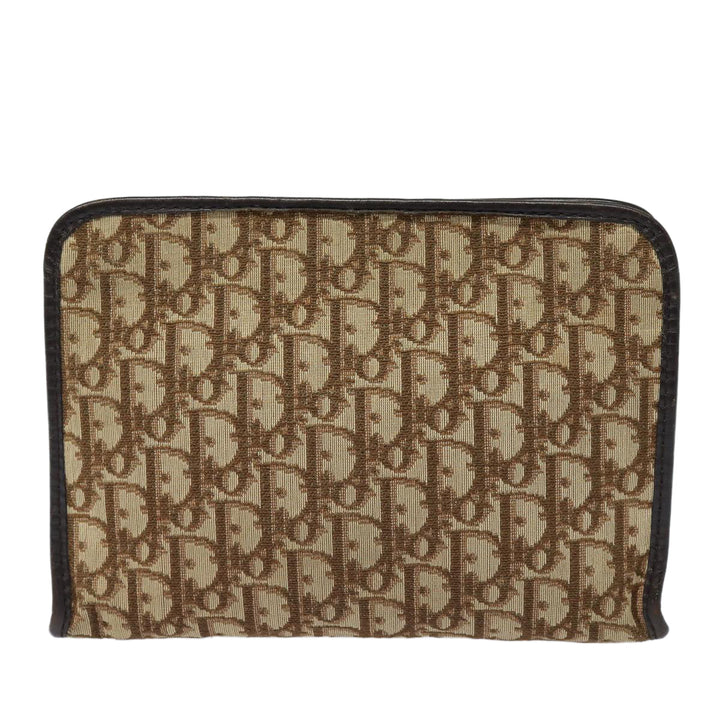 CHRISTIAN Top quality Dior Trotter Canvas Clutch Bag Brown Auth bs16656
