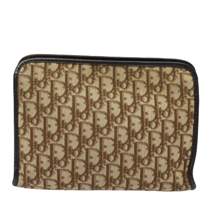 CHRISTIAN Top quality Dior Trotter Canvas Clutch Bag Brown Auth bs16656