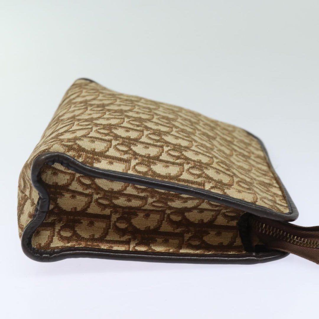 CHRISTIAN Top quality Dior Trotter Canvas Clutch Bag Brown Auth bs16656