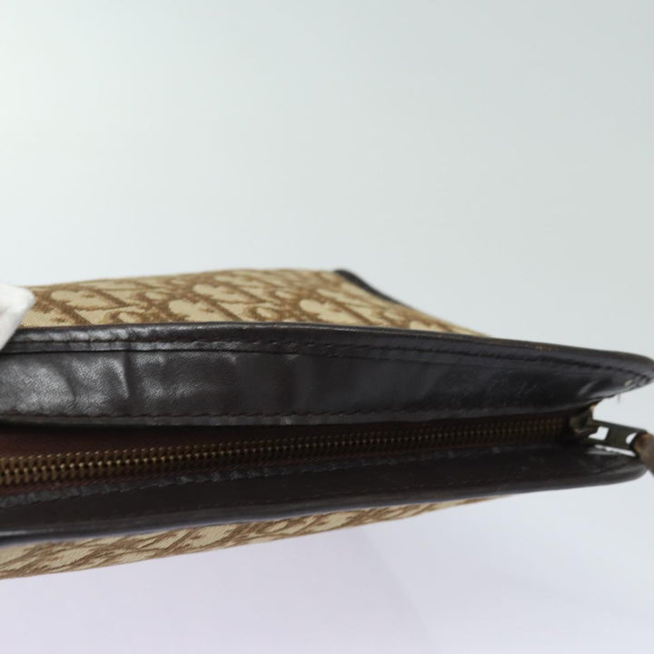 CHRISTIAN Top quality Dior Trotter Canvas Clutch Bag Brown Auth bs16656