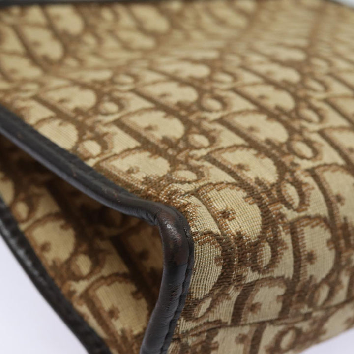 CHRISTIAN Top quality Dior Trotter Canvas Clutch Bag Brown Auth bs16656
