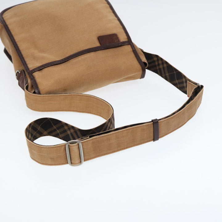Burberry Shoulder Bag Canvas Beige Auth bs16675