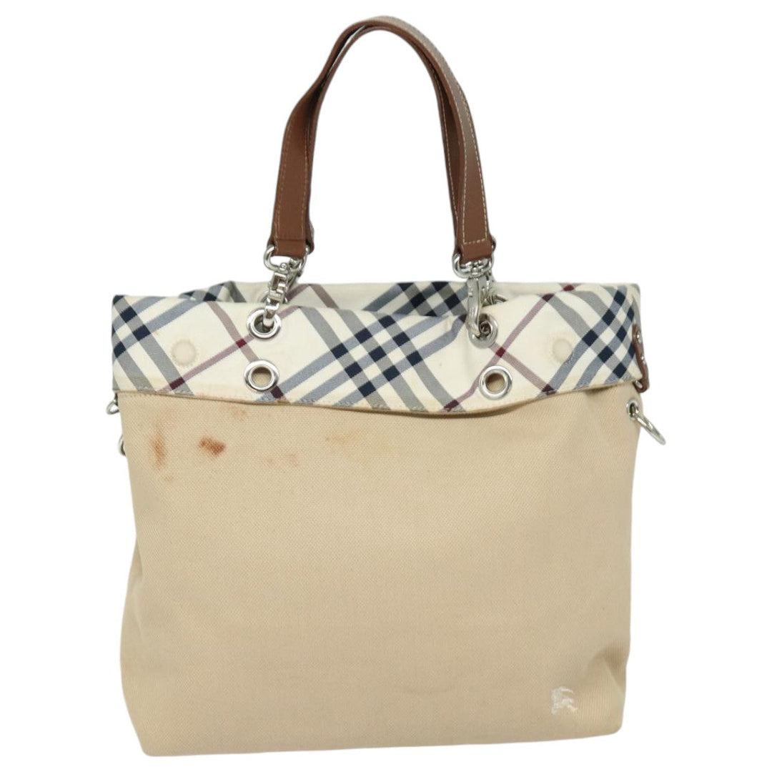 Burberry Nova Check Blue Label Tote Bag Canvas 2way Beige Brown Auth bs16677