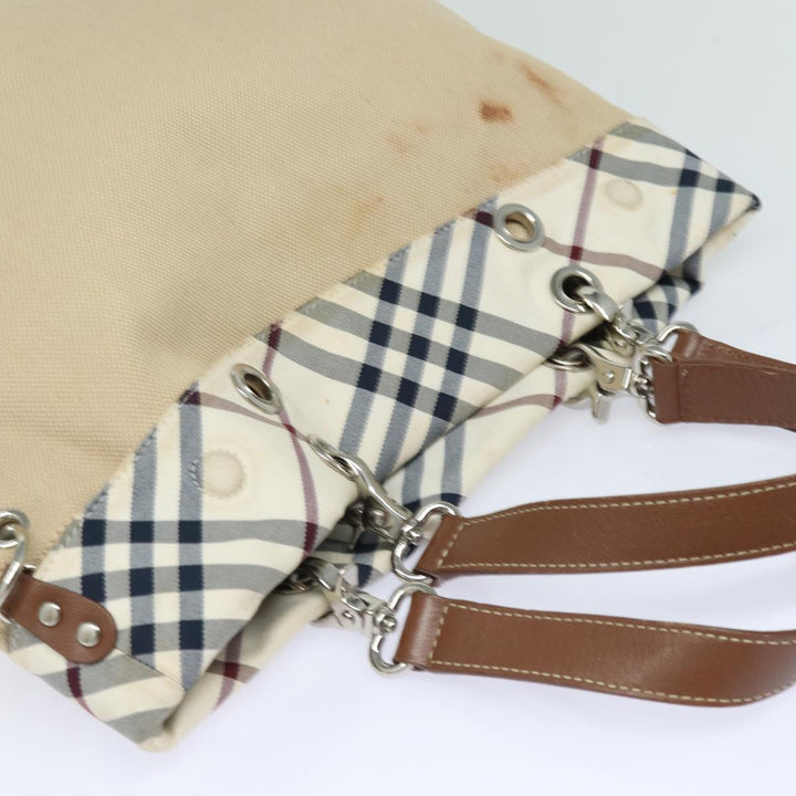 Burberry Nova Check Blue Label Tote Bag Canvas 2way Beige Brown Auth bs16677
