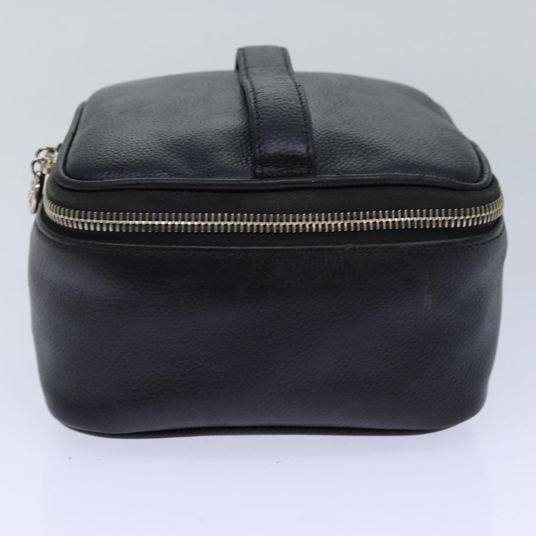 Top Quality Chanel COCO Mark Vanity Cosmetic Pouch Caviar Skin Black CC Auth bs16727