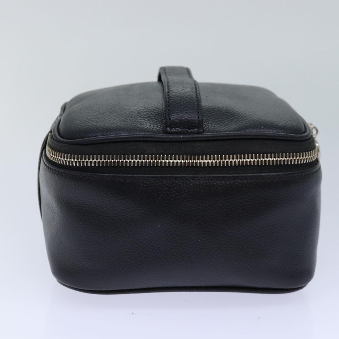 Top Quality Chanel COCO Mark Vanity Cosmetic Pouch Caviar Skin Black CC Auth bs16727