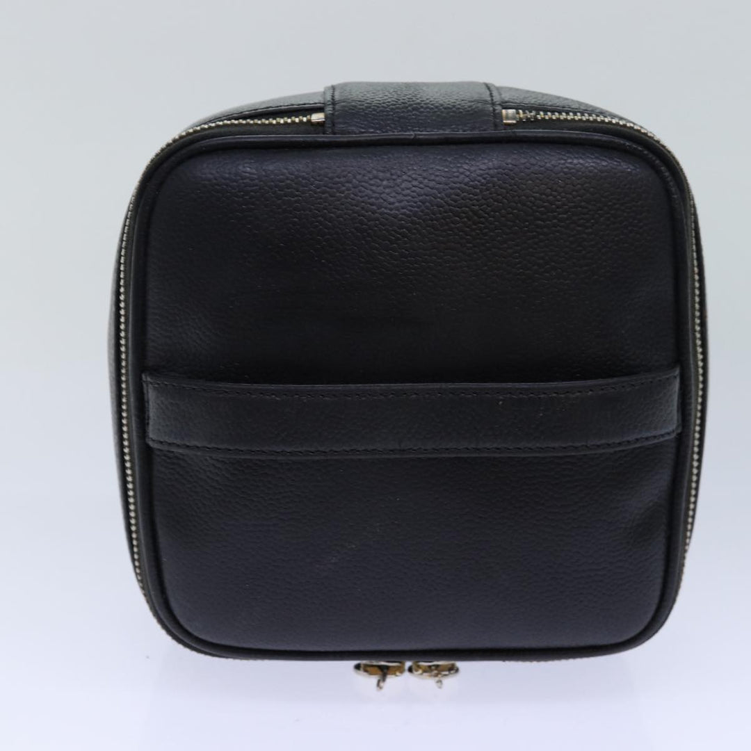 Top Quality Chanel COCO Mark Vanity Cosmetic Pouch Caviar Skin Black CC Auth bs16727