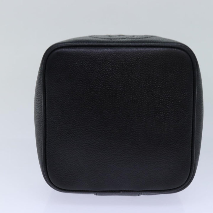 Top Quality Chanel COCO Mark Vanity Cosmetic Pouch Caviar Skin Black CC Auth bs16727