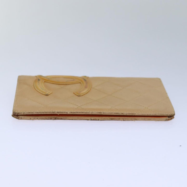 Chanel Cambon Line Matelasse Long Wallet Leather Beige CC Auth bs16763