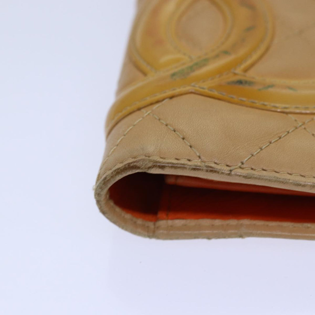 Chanel Cambon Line Matelasse Long Wallet Leather Beige CC Auth bs16763