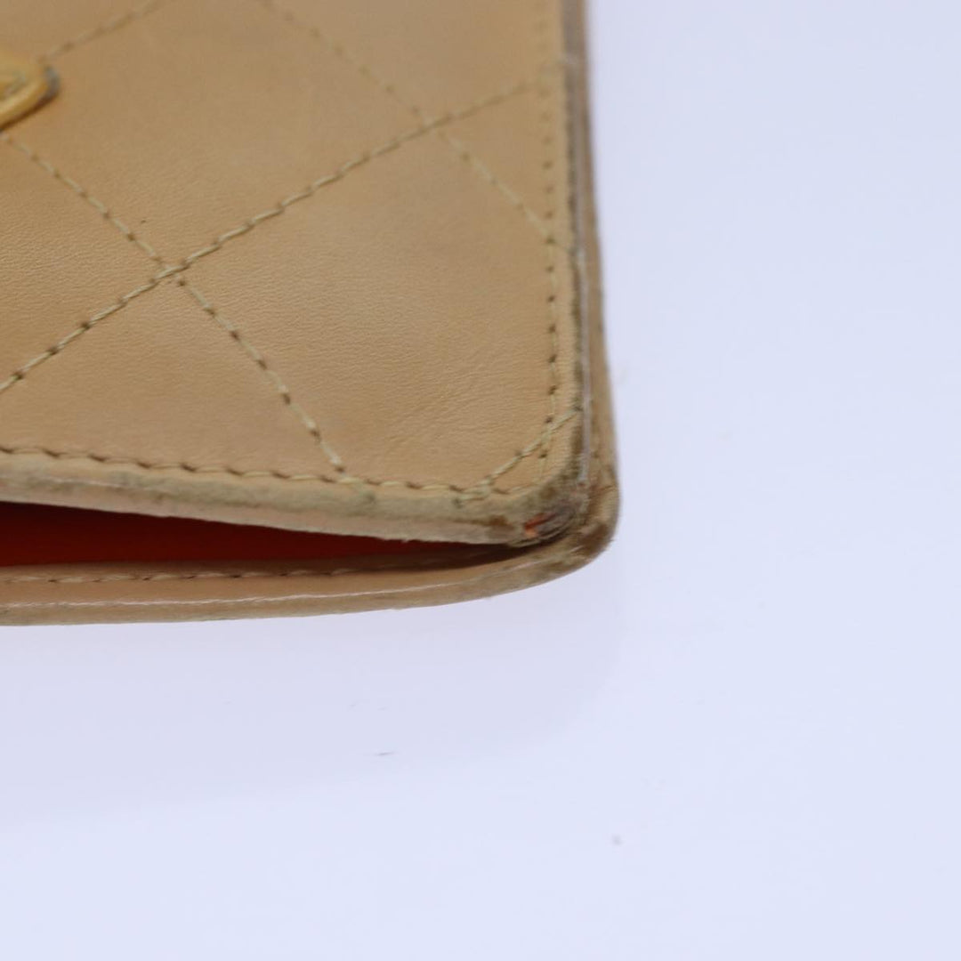 Chanel Cambon Line Matelasse Long Wallet Leather Beige CC Auth bs16763