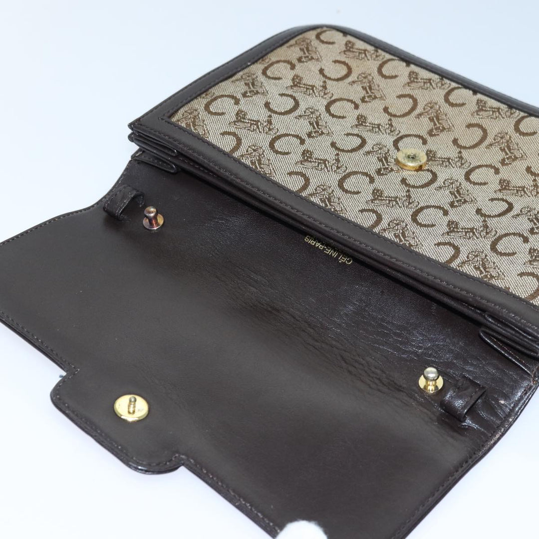 Celine C saluki Shoulder Bag Canvas Brown Auth bs16775