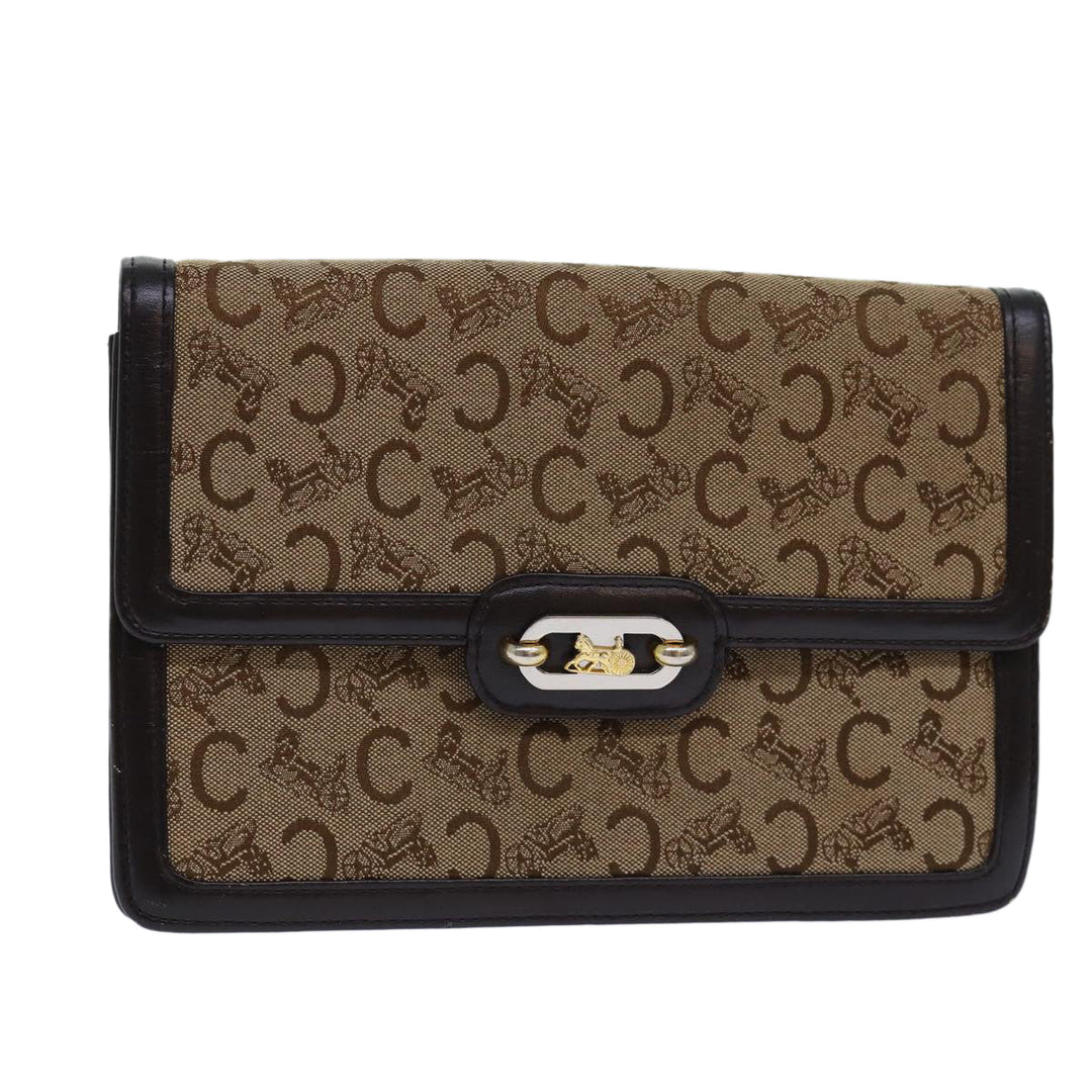 Celine C saluki Shoulder Bag Canvas Brown Auth bs16775