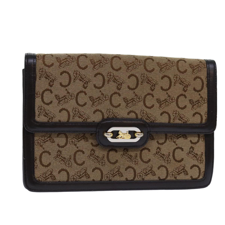 Celine C saluki Shoulder Bag Canvas Brown Auth bs16775