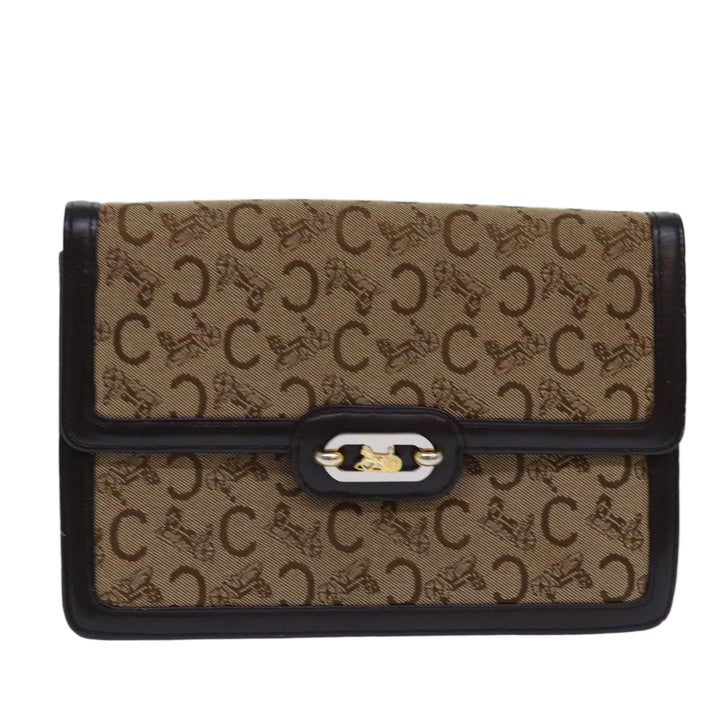 Celine C saluki Shoulder Bag Canvas Brown Auth bs16775