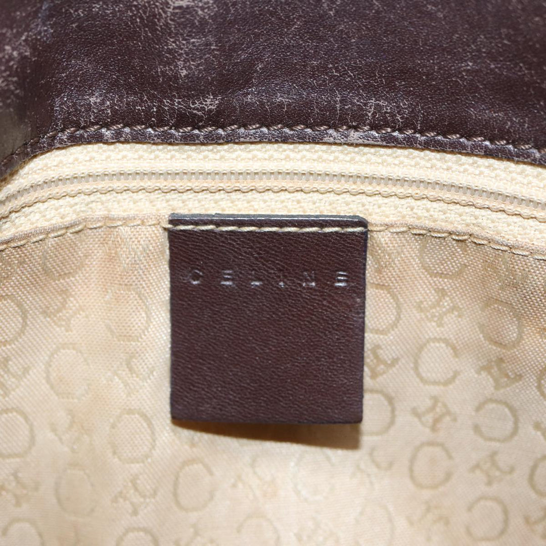 Celine C Macadam Canvas Shoulder Bag Beige Gold Auth bs16779