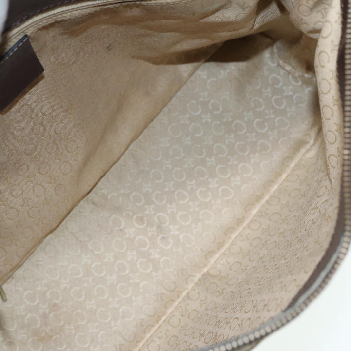 Celine C Macadam Canvas Shoulder Bag Beige Gold Auth bs16779