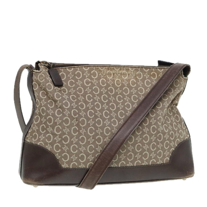 Celine C Macadam Canvas Shoulder Bag Beige Gold Auth bs16779