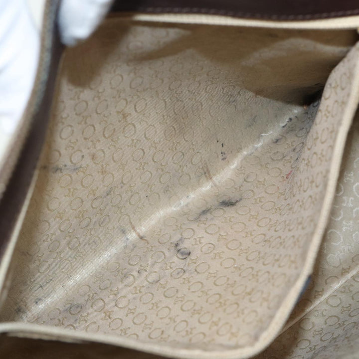Celine C Macadam Canvas Shoulder Bag Beige Gold Auth bs16779