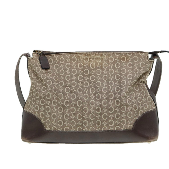 Celine C Macadam Canvas Shoulder Bag Beige Gold Auth bs16779