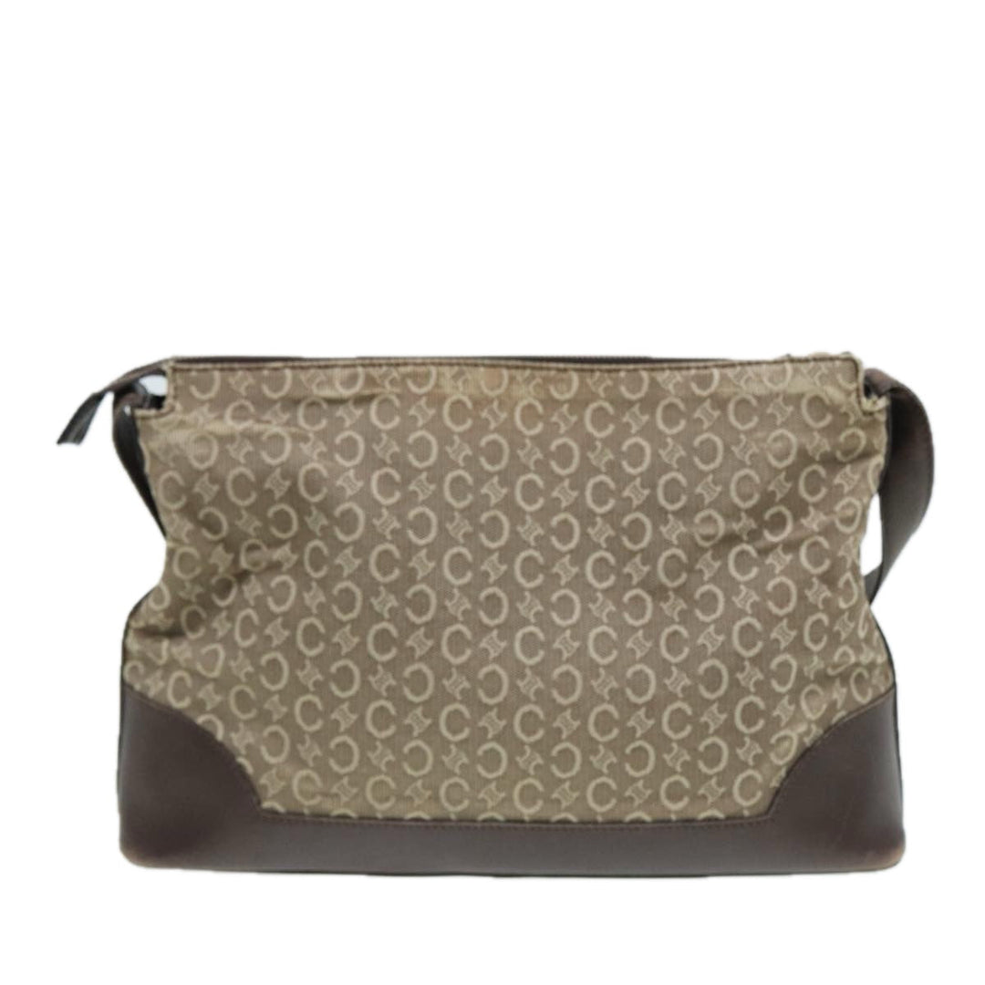 Celine C Macadam Canvas Shoulder Bag Beige Gold Auth bs16779