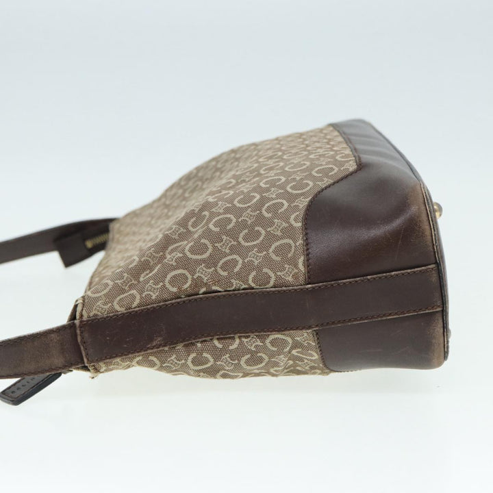 Celine C Macadam Canvas Shoulder Bag Beige Gold Auth bs16779