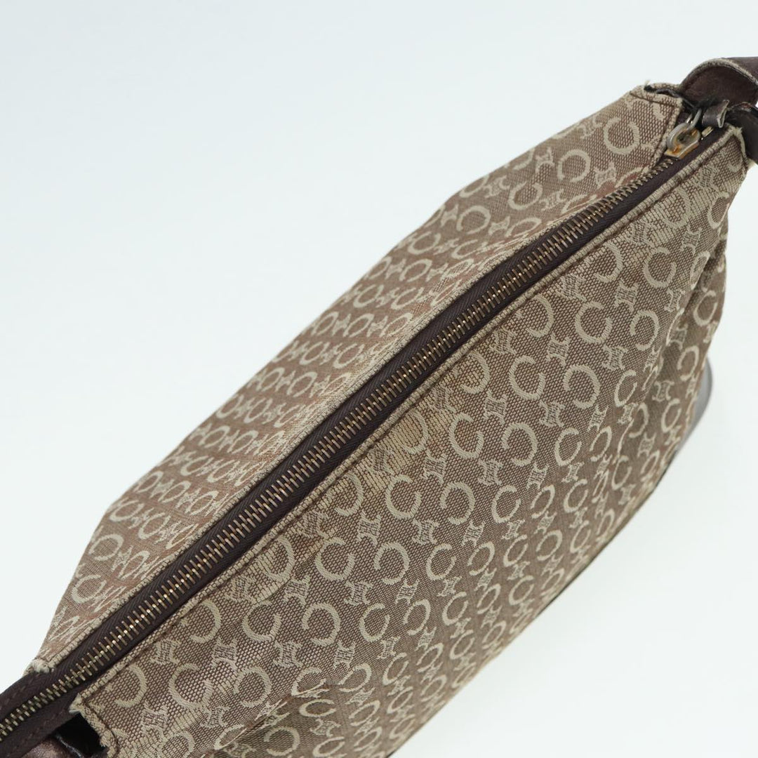 Celine C Macadam Canvas Shoulder Bag Beige Gold Auth bs16779