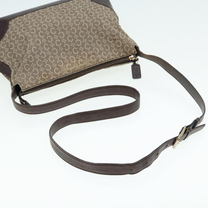 Celine C Macadam Canvas Shoulder Bag Beige Gold Auth bs16779