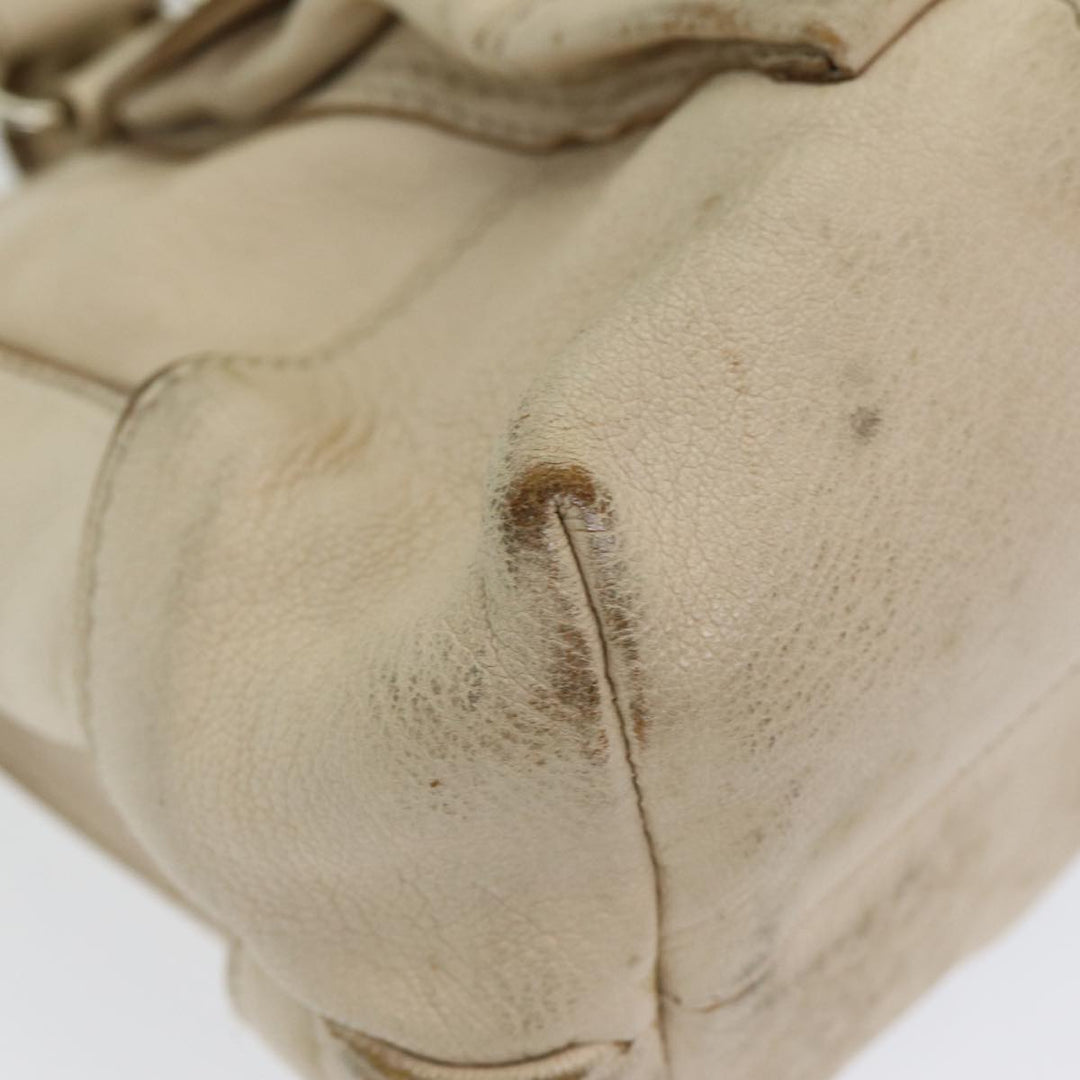 Celine Boogie bag Hand Bag Leather Beige Silver Auth bs16783