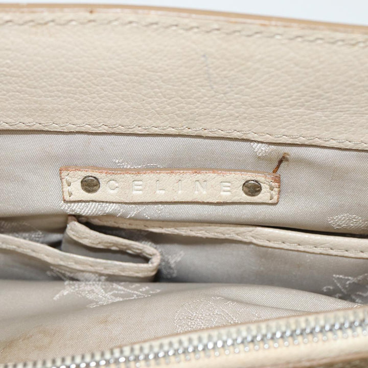 Celine Boogie bag Hand Bag Leather Beige Silver Auth bs16783