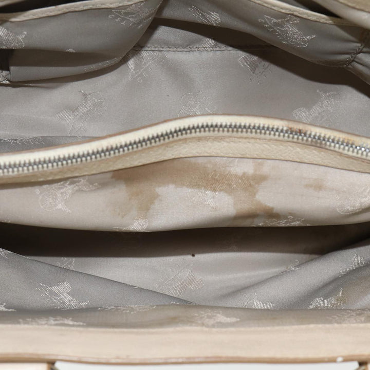 Celine Boogie bag Hand Bag Leather Beige Silver Auth bs16783