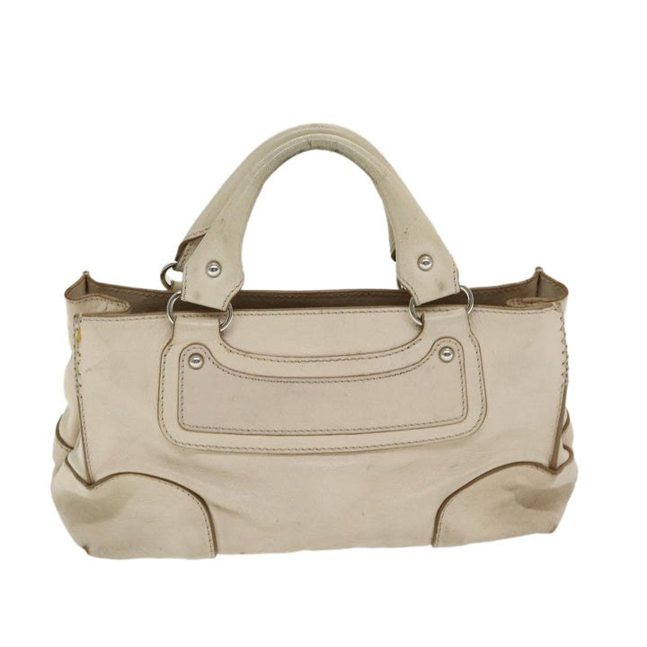 Celine Boogie bag Hand Bag Leather Beige Silver Auth bs16783