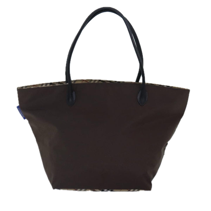 BurberrySs Nova Check Blue Label Hand Bag Nylon Brown Beige Auth bs16827
