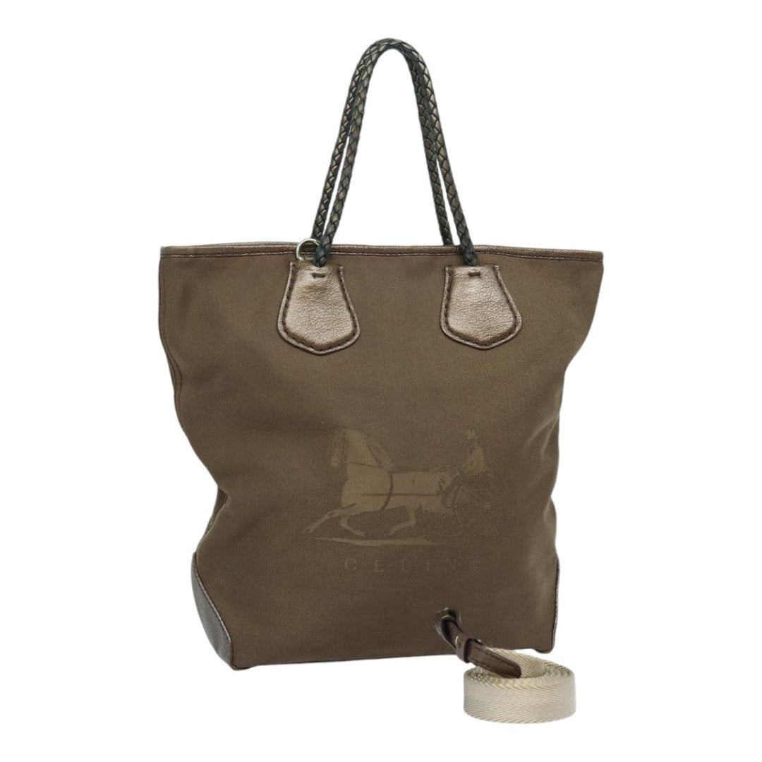 Celine Tote Bag Canvas 2way Brown Auth bs16837