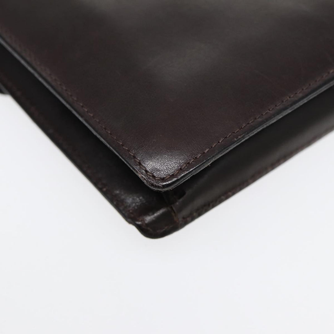 Celine Clutch Bag Leather Brown Gold Auth bs16841