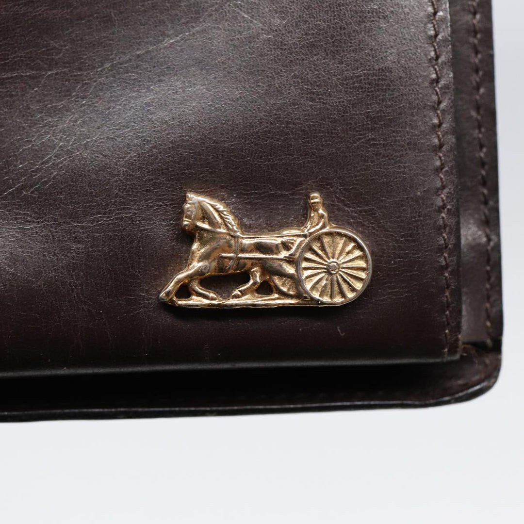 Celine Clutch Bag Leather Brown Gold Auth bs16841