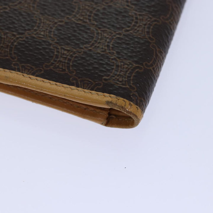 Celine Macadam Canvas Wallet PVC Leather Brown Auth bs16843